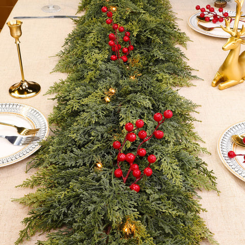 TURNMEON red berry cluster detail adding contrast and seasonal color to garland