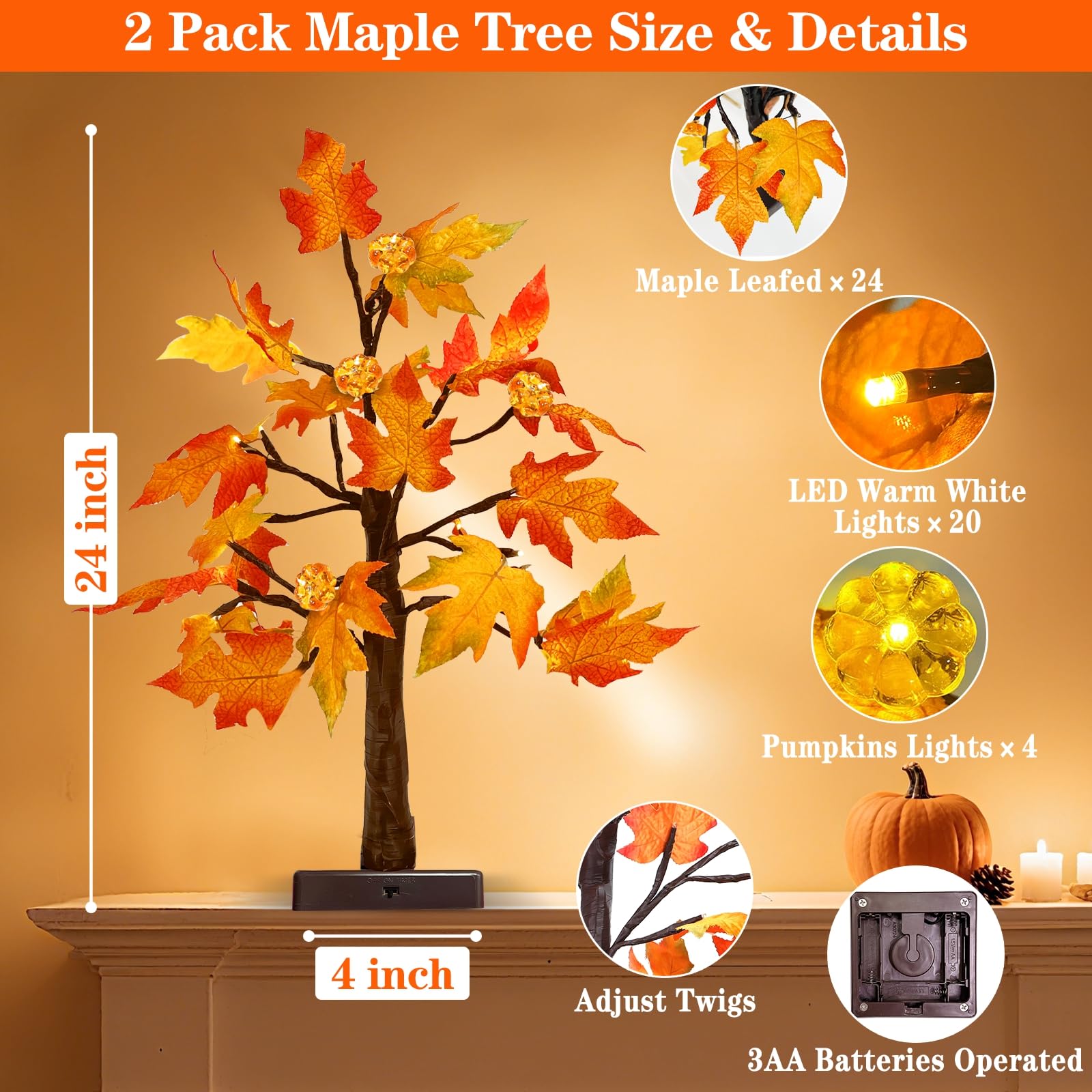 TURNMEON close-up of patented pumpkin light showing warm decorative glow