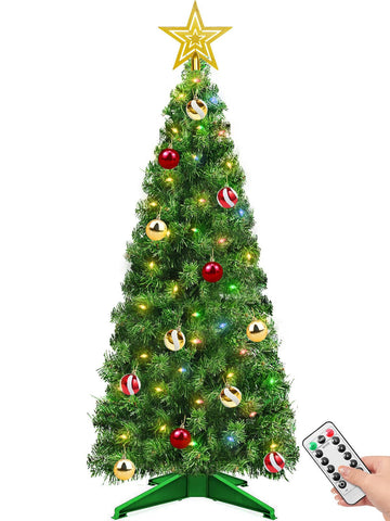 TURNMEON front view of assembled tree showing full decoration and easy setup benefit