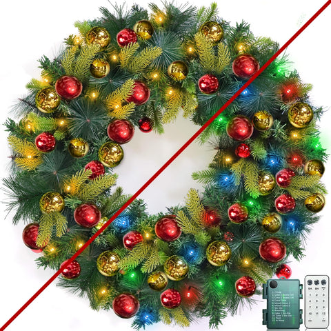 TURNMEON front view wreath hung on door, bright curb appeal