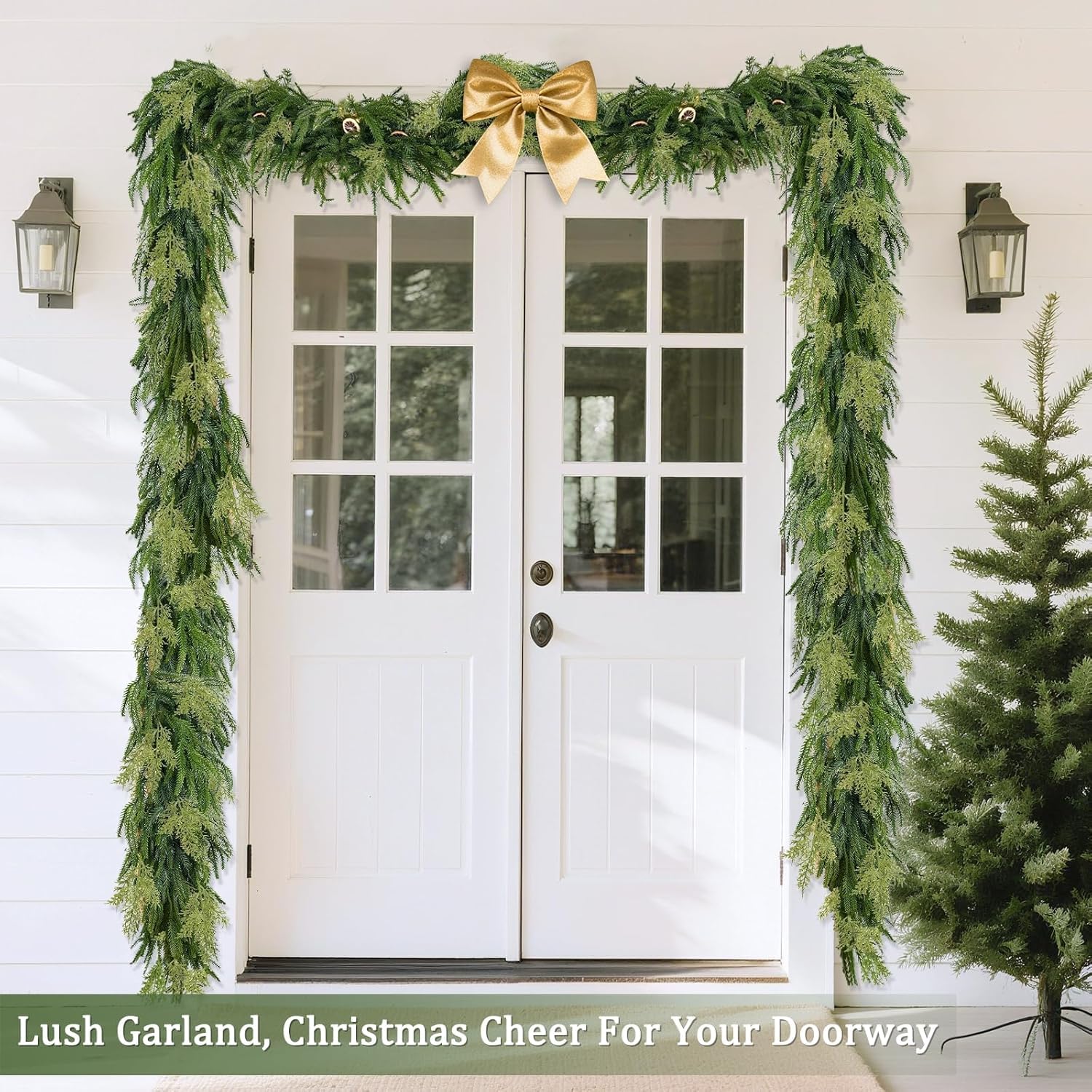 TURNMEON garland draped on mantel delivering lush, full seasonal decor