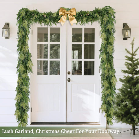 TURNMEON garland draped on mantel delivering lush, full seasonal decor