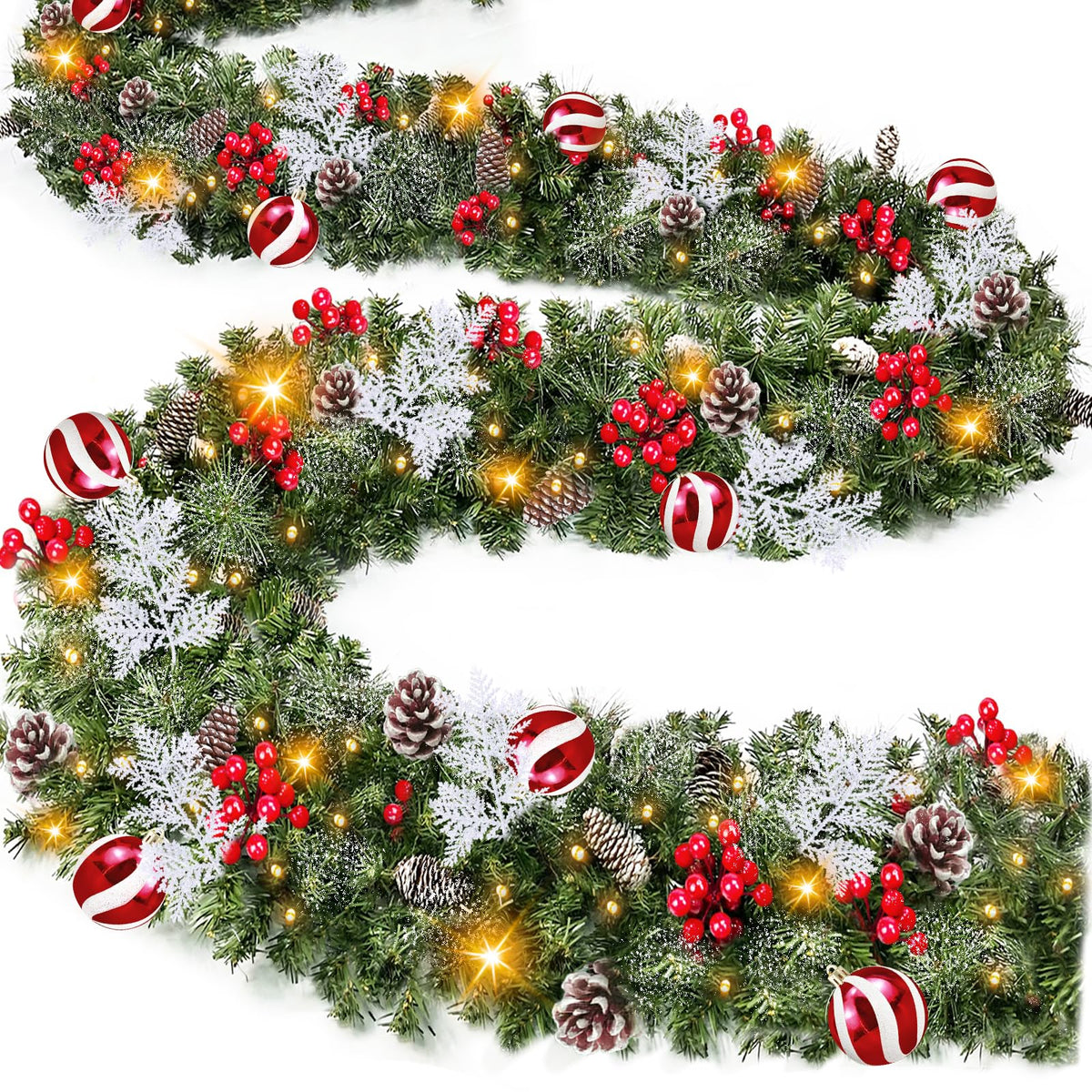 TURNMEON garland full-length front view showcasing festive arrangement benefit fullness