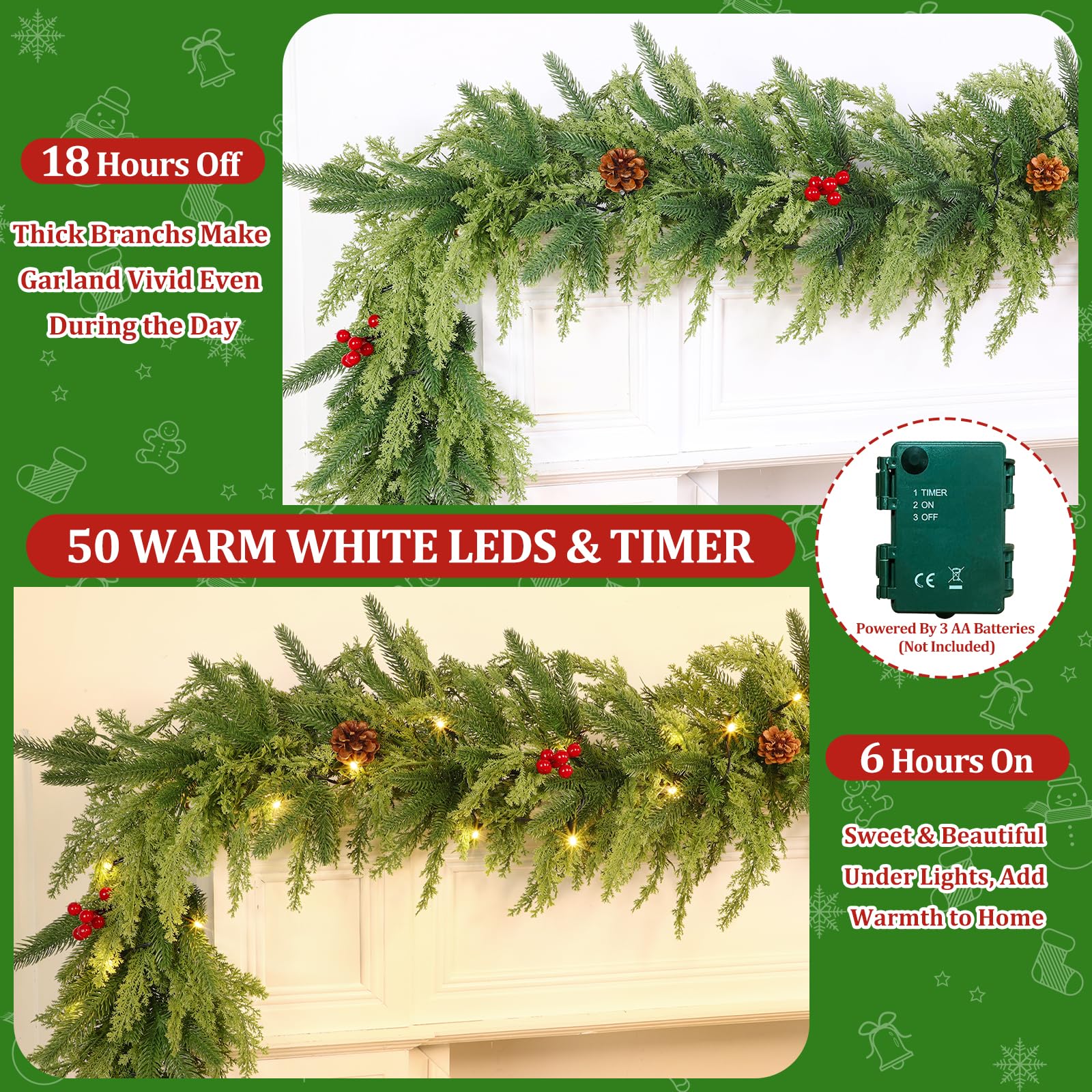 TURNMEON LED string detail glowing warmly to create cozy ambiance