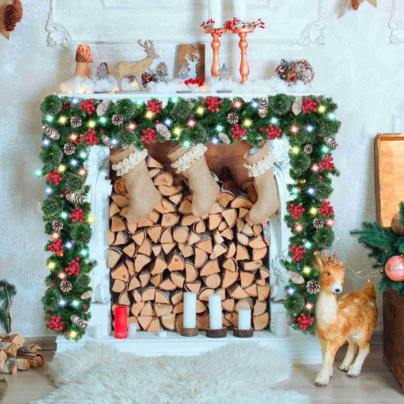 TURNMEON garland draped on staircase adding instant seasonal style