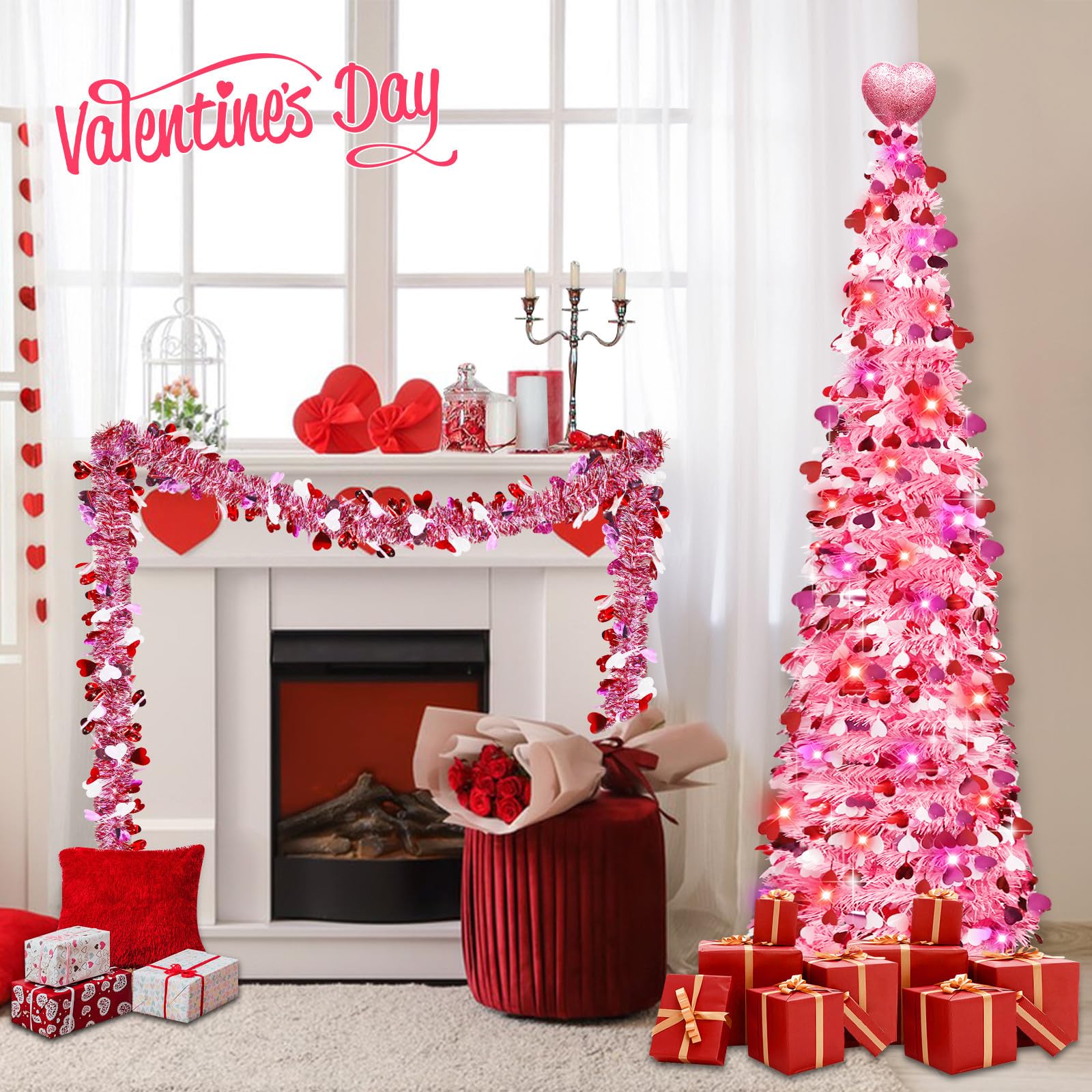 TURNMEON three-inch pink heart topper detail providing a focal romantic accent