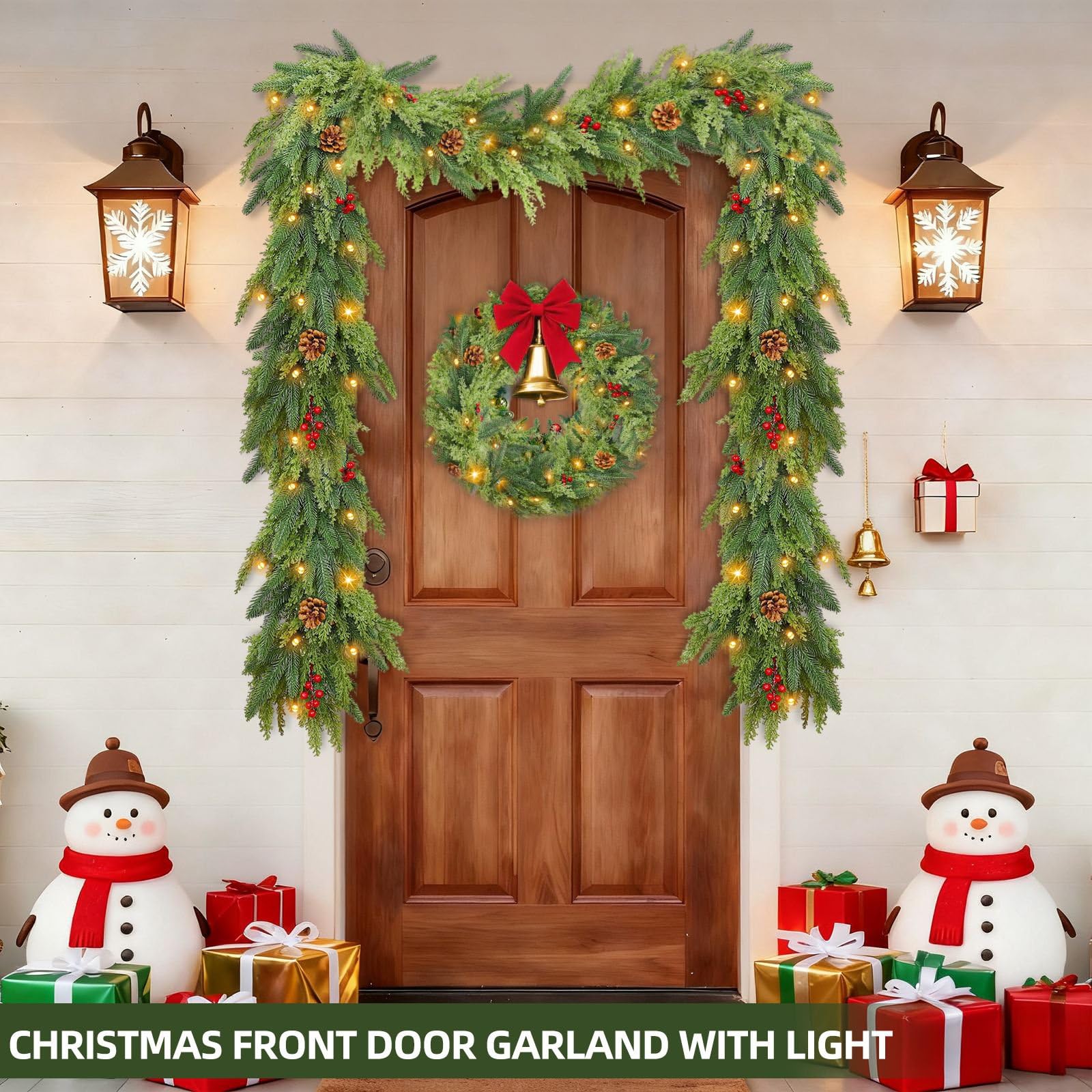 TURNMEON garland draped over mantel showing cozy holiday styling benefit