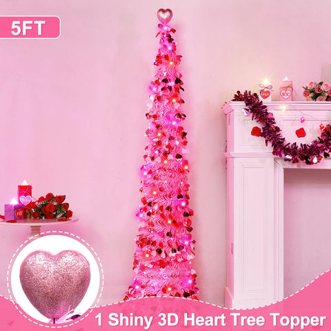 TURNMEON lit tree on a living room tabletop creating cozy pink ambiance