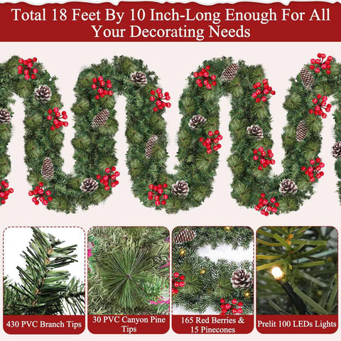 TURNMEON garland lit warm white on stairs for cozy ambience benefit