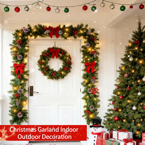 TURNMEON garland styled on a mantel demonstrating flexible shaping benefit