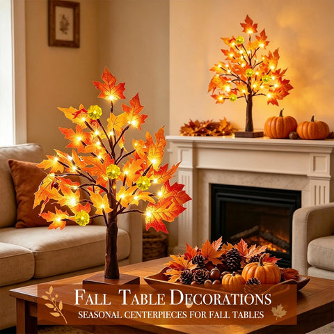 TURNMEON warm LED glow on mantel creating inviting fall atmosphere