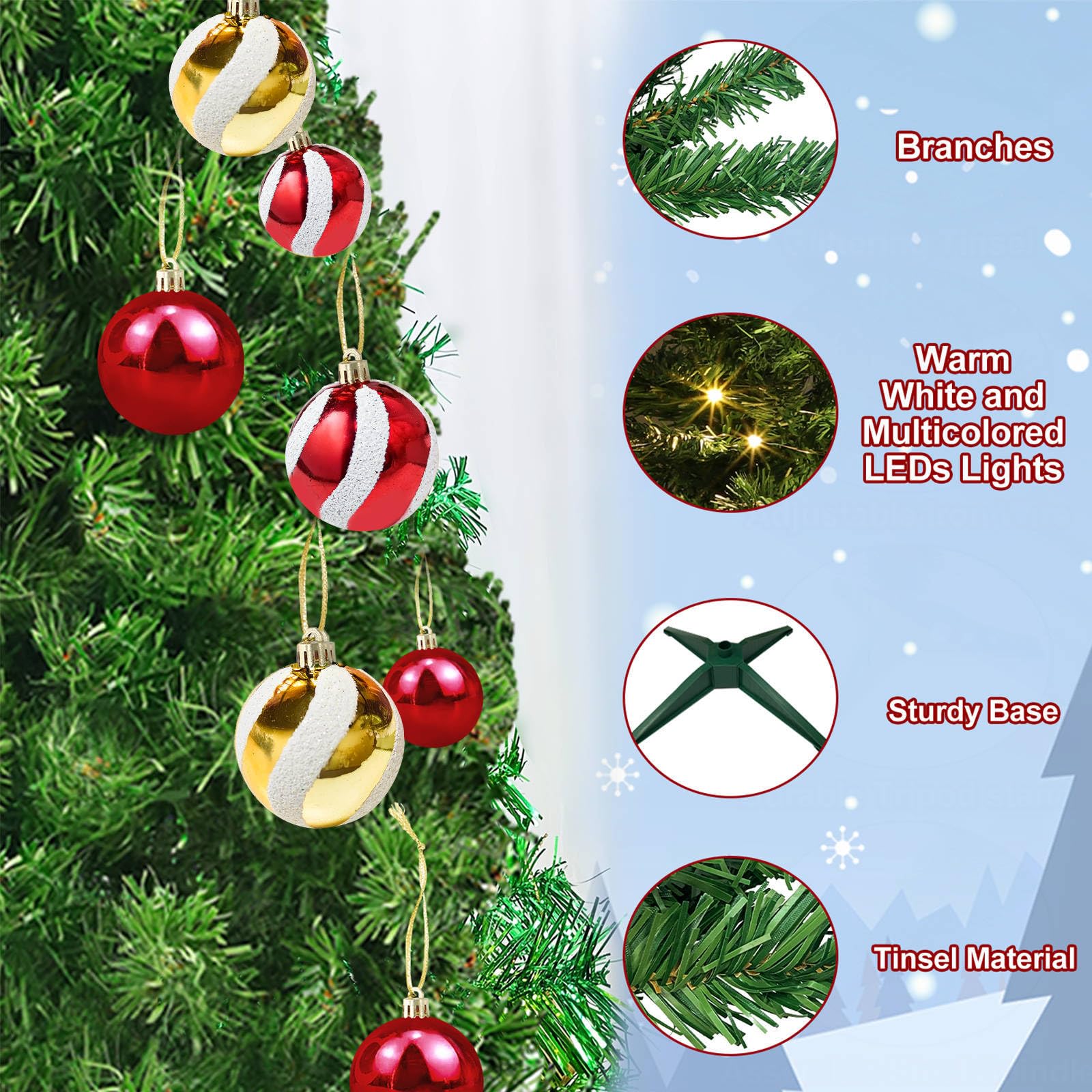 TURNMEON ornaments and 3D star topper displayed for ready-to-decorate convenience
