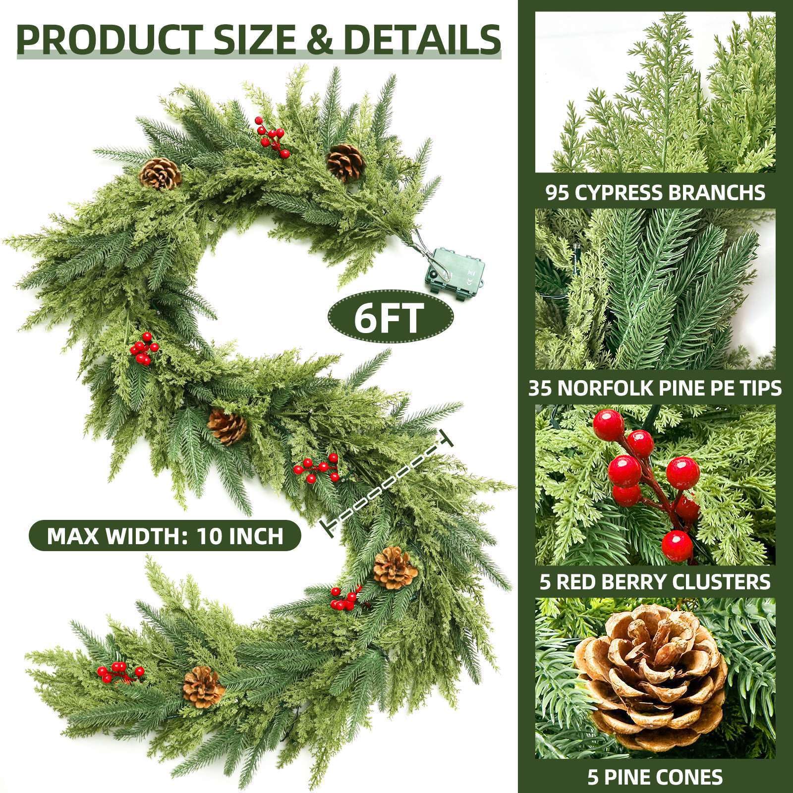 TURNMEON pine cones and red berries accent for festive contrast and natural detail