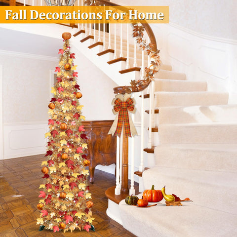 TURNMEON cluster of 15 pumpkin ornaments on branches, adds reflective fall accents