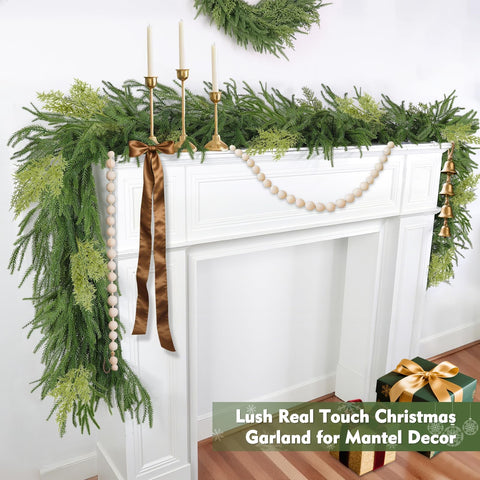 TURNMEON garland next to ruler for scale showing true 9ft coverage benefit
