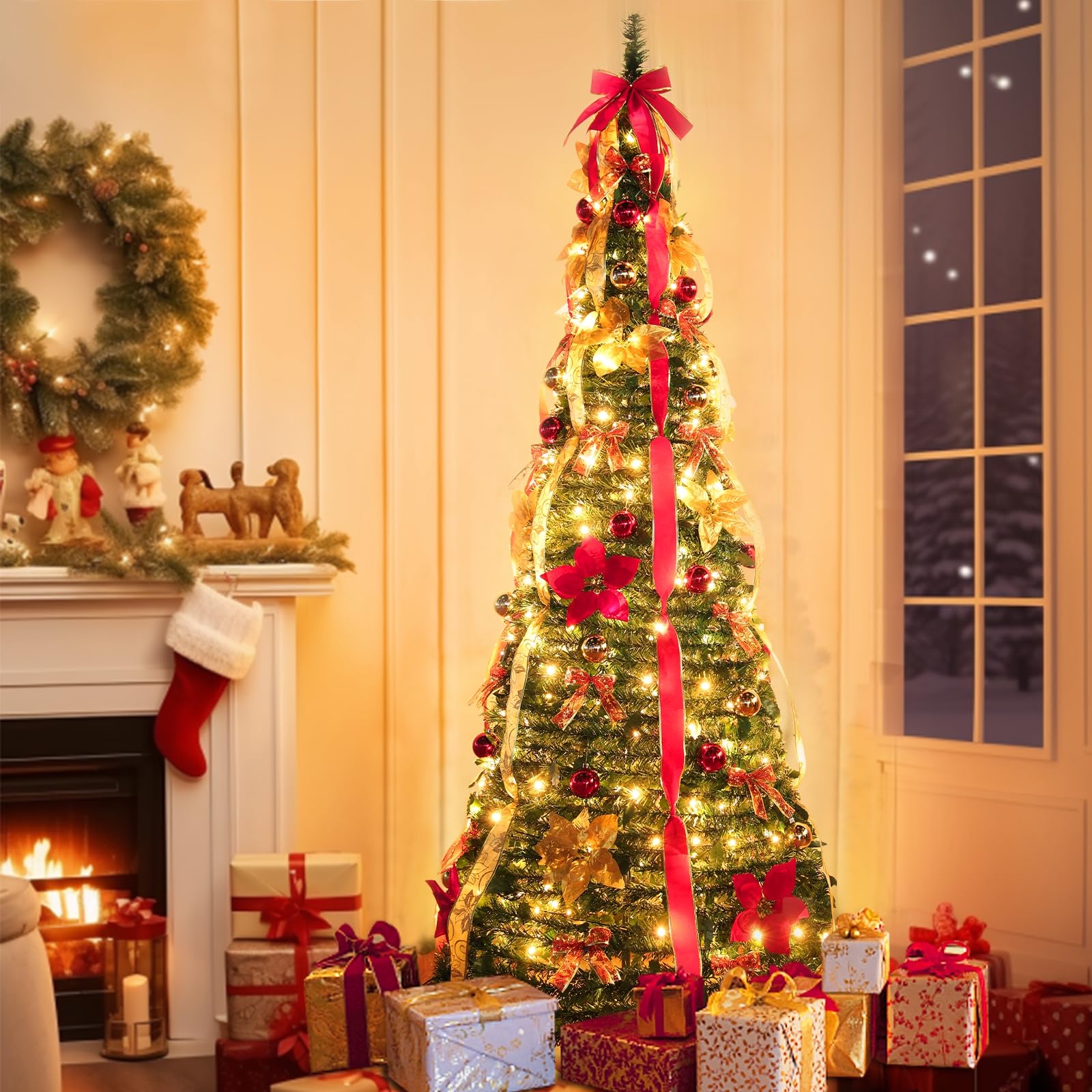 TURNMEON collapsed stand and folded tree illustrating compact storage advantage