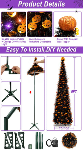 TURNMEON glittered foam pumpkin topper highlighting decorative focal point