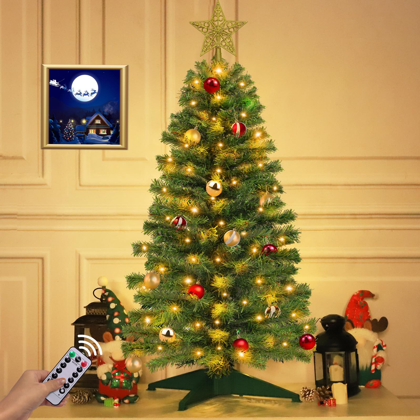 TURNMEON tree in living room creating cozy holiday ambiance