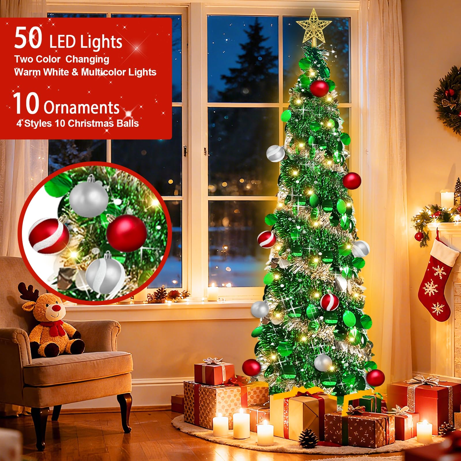 TURNMEON multicolor and warm white LEDs lit on branches, customizable lighting effect
