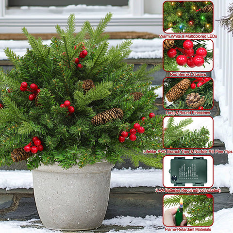 TURNMEON warm white LEDs glowing in an urn offering cozy porch lighting