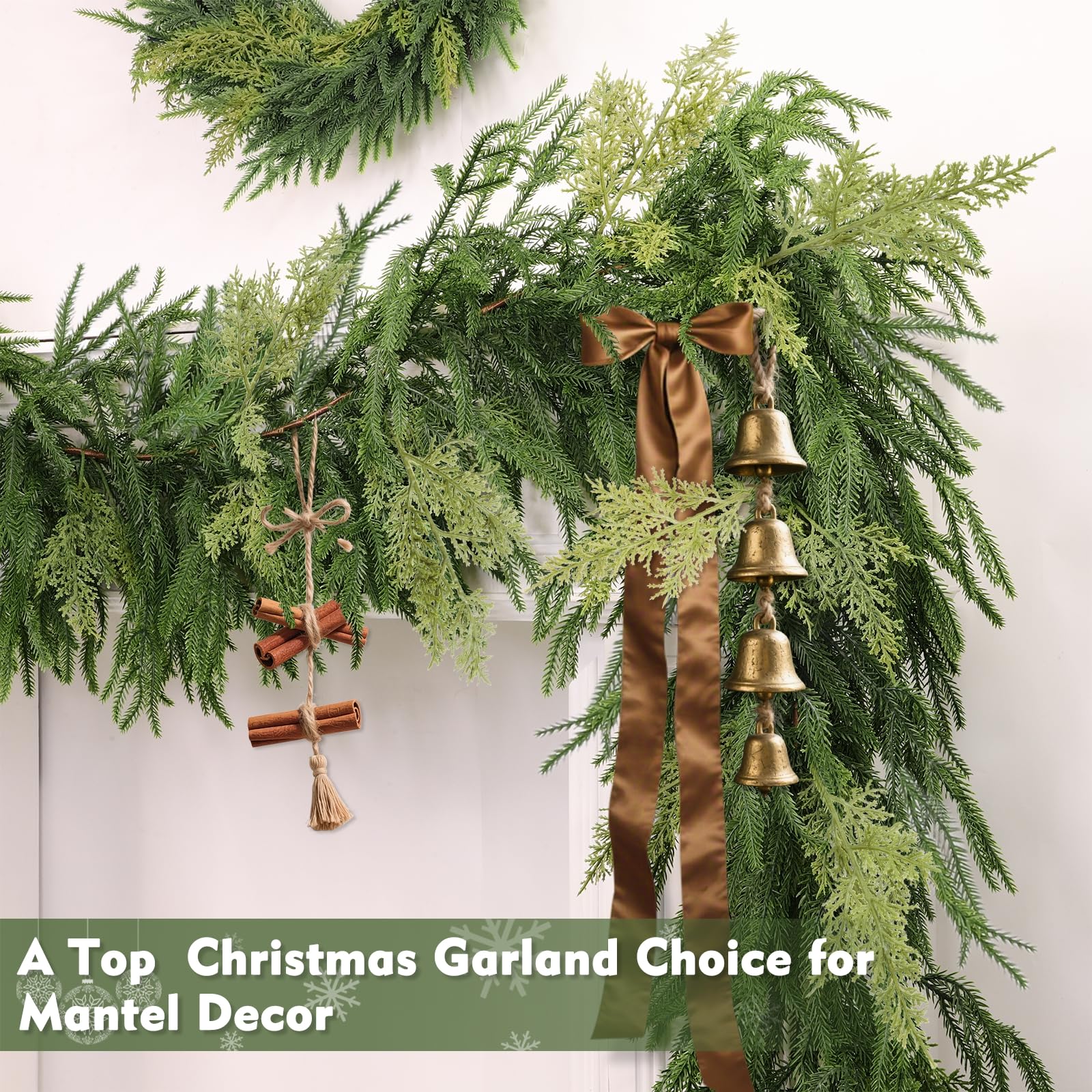TURNMEON garland wrapped around banister providing secure, full coverage