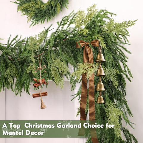 TURNMEON garland wrapped around banister providing secure, full coverage