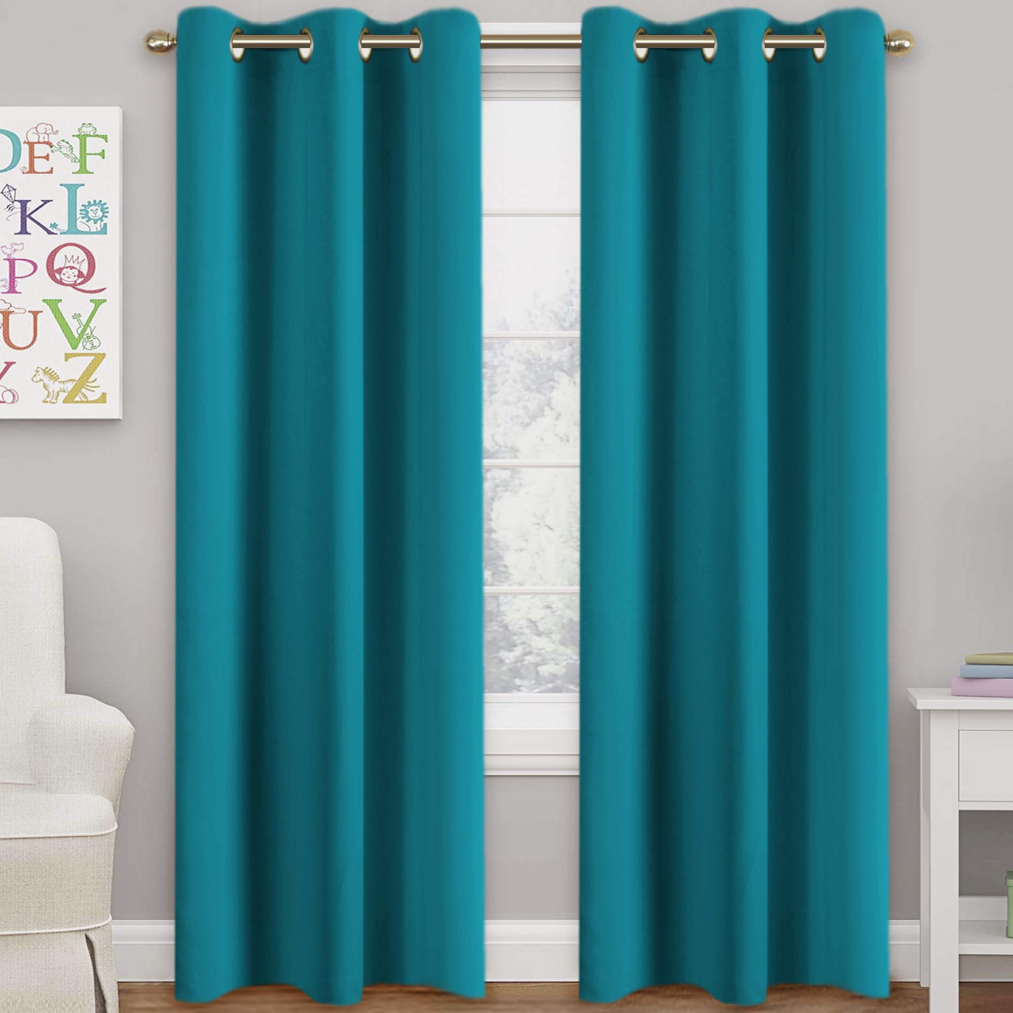 Turquoize teal front view of two panels showing full coverage and color benefit