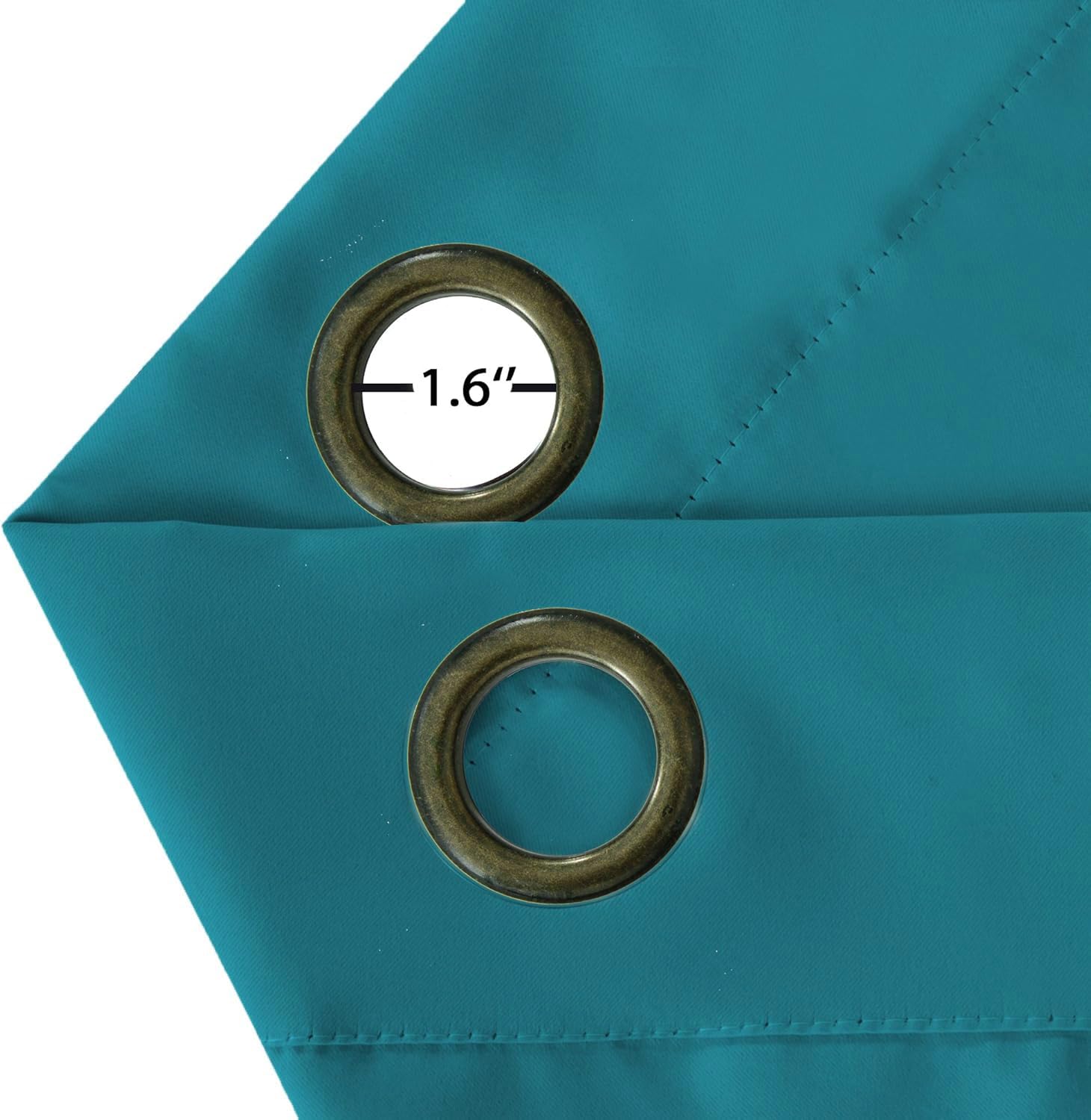 Turquoize curtain blocking daylight from window demonstrating privacy benefit