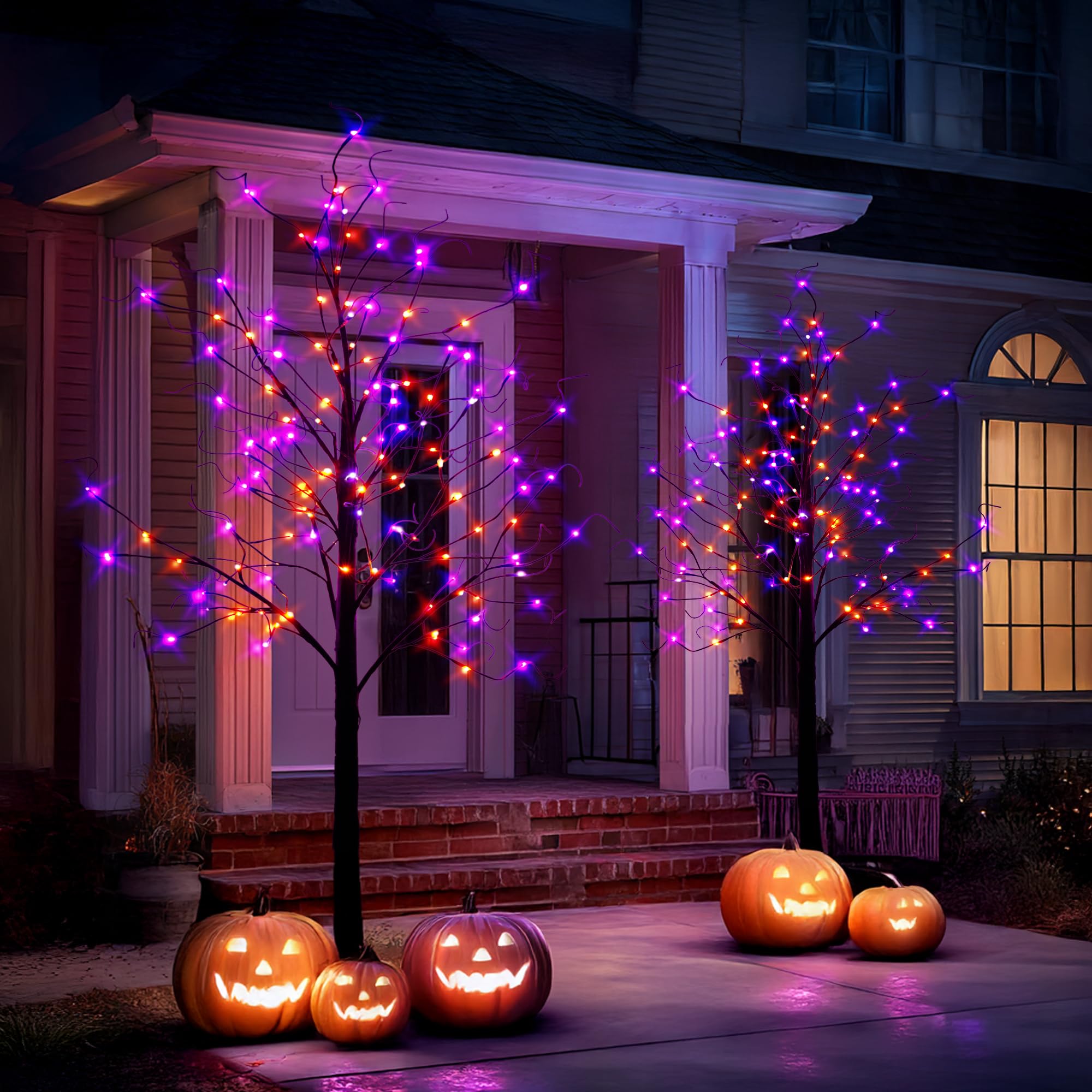 TW SHINE close-up of purple and orange LED lights on bendable branches for mood lighting