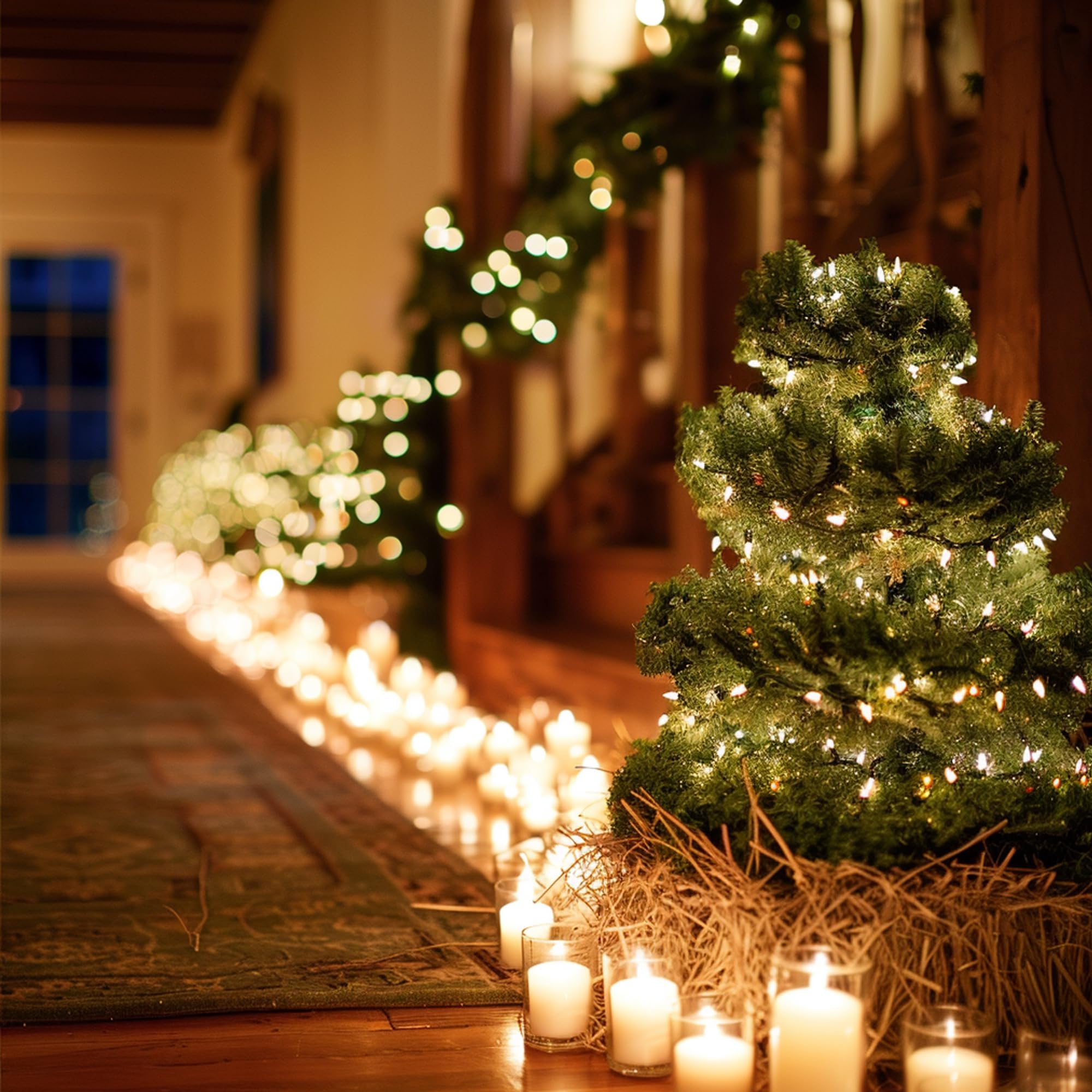 TW SHINE garland laid out for length comparison showing coverage for long spaces