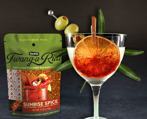 TWANG-A-RITA mango blend closeup revealing fruit powder and coarse salt