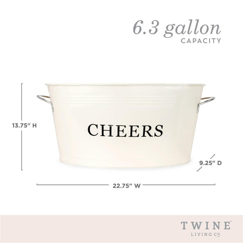 Twine tub on patio table adding farmhouse style and easy self-serve access