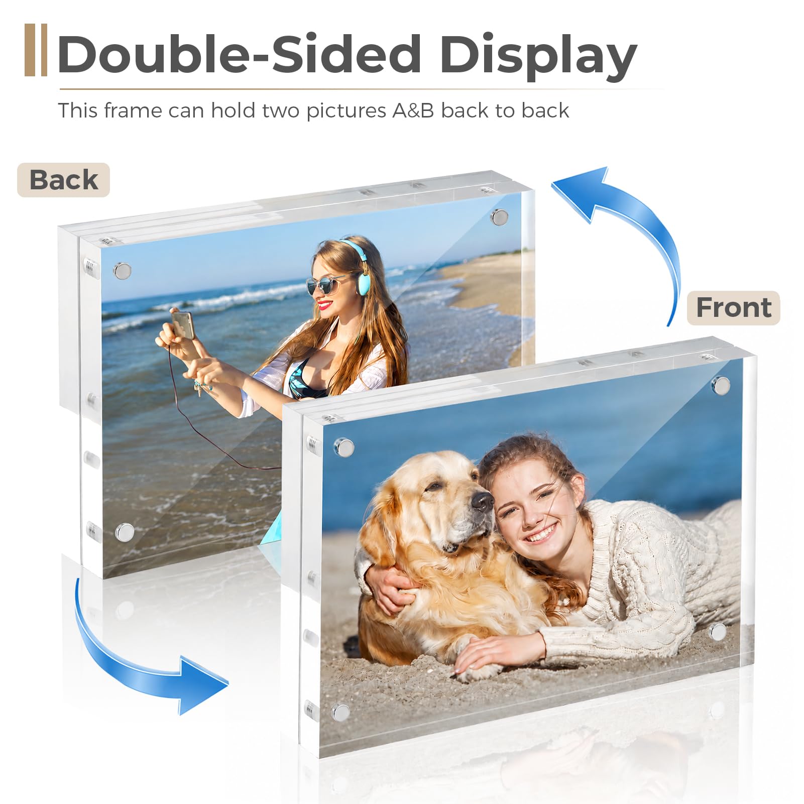 TWING frame with 5x7 photo front view offering glasslike clarity benefit