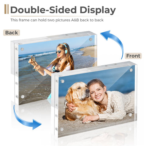TWING frame with 5x7 photo front view offering glasslike clarity benefit