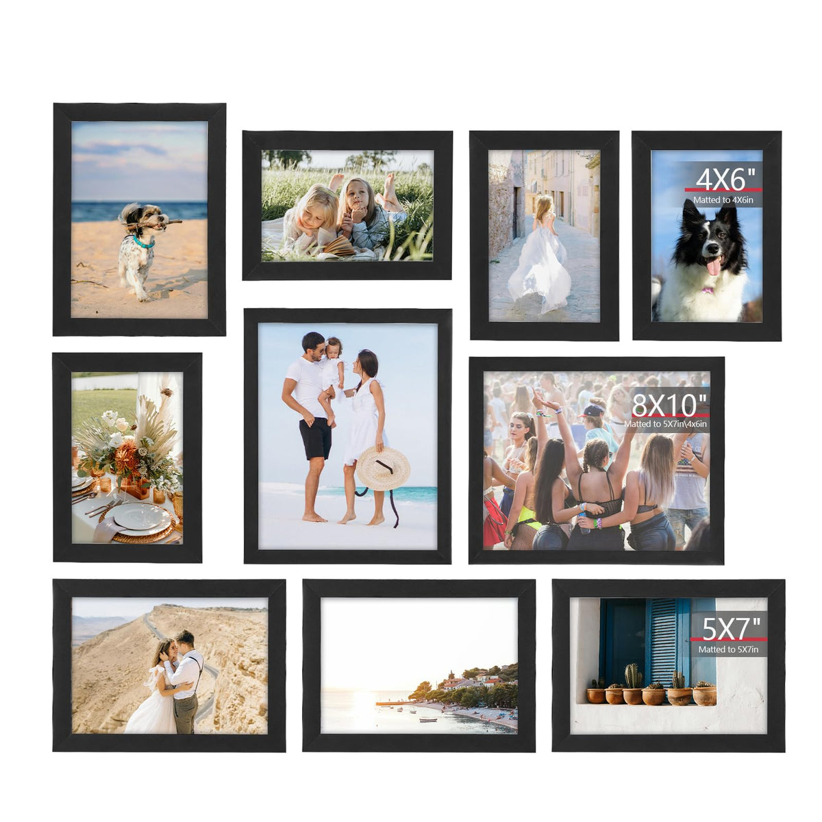 TWING front view of mixed 8x10 and 5x7 frames showing cohesive display benefit
