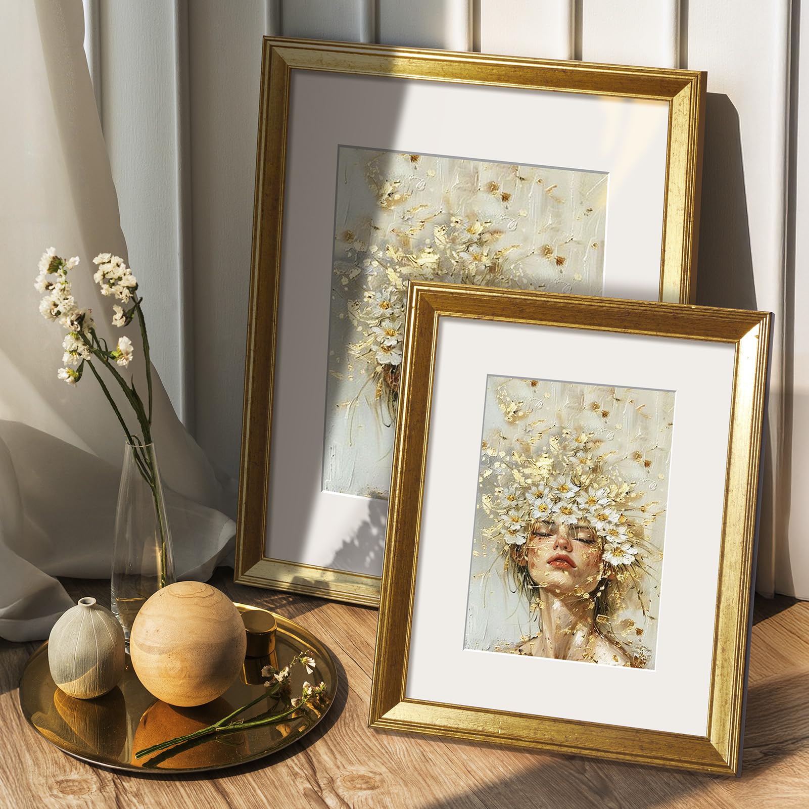 TWING in use on wall gallery showing six-frame arrangement benefit: easy coordinated display