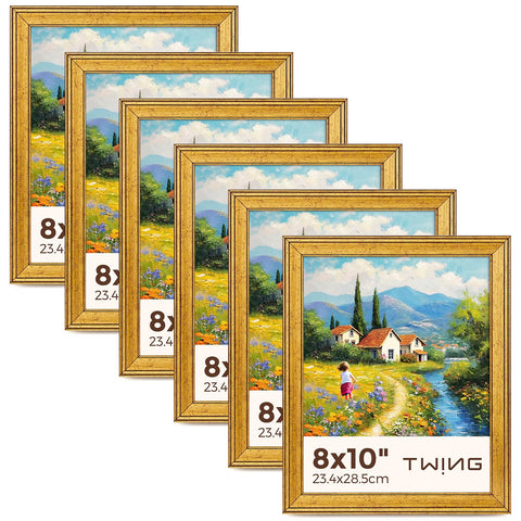 TWING rustic gold front view showing frame profile and elegant finish benefit: cohesive gallery look