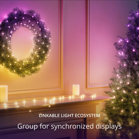 Phone app mapping the 200 pearls for precise effects, Twinkly enables custom patterns