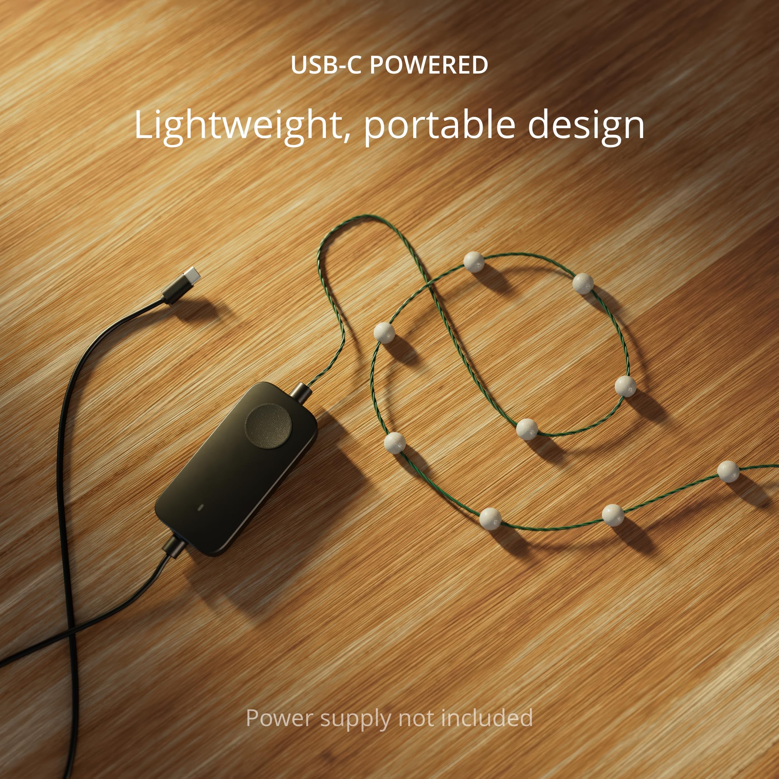 USB-C connector close-up emphasizing modern power, Twinkly gives reliable stable power
