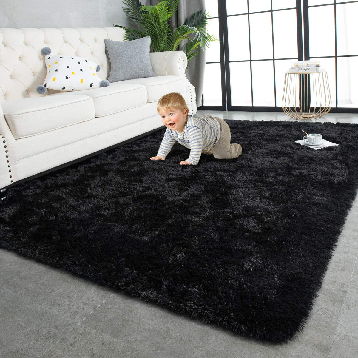 TWINNIS front view of 8x10 rug showing plush visual warmth and modern look