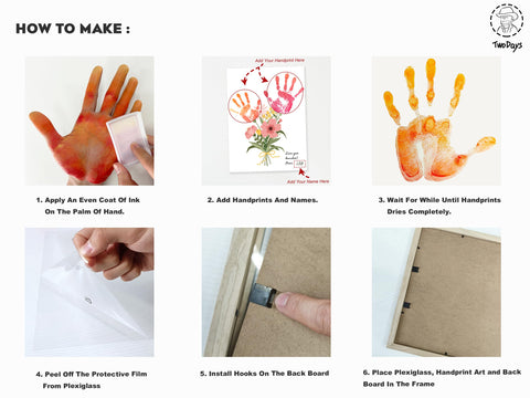 TwoDays child pressing hand onto ink pad, easy mess-free application benefit