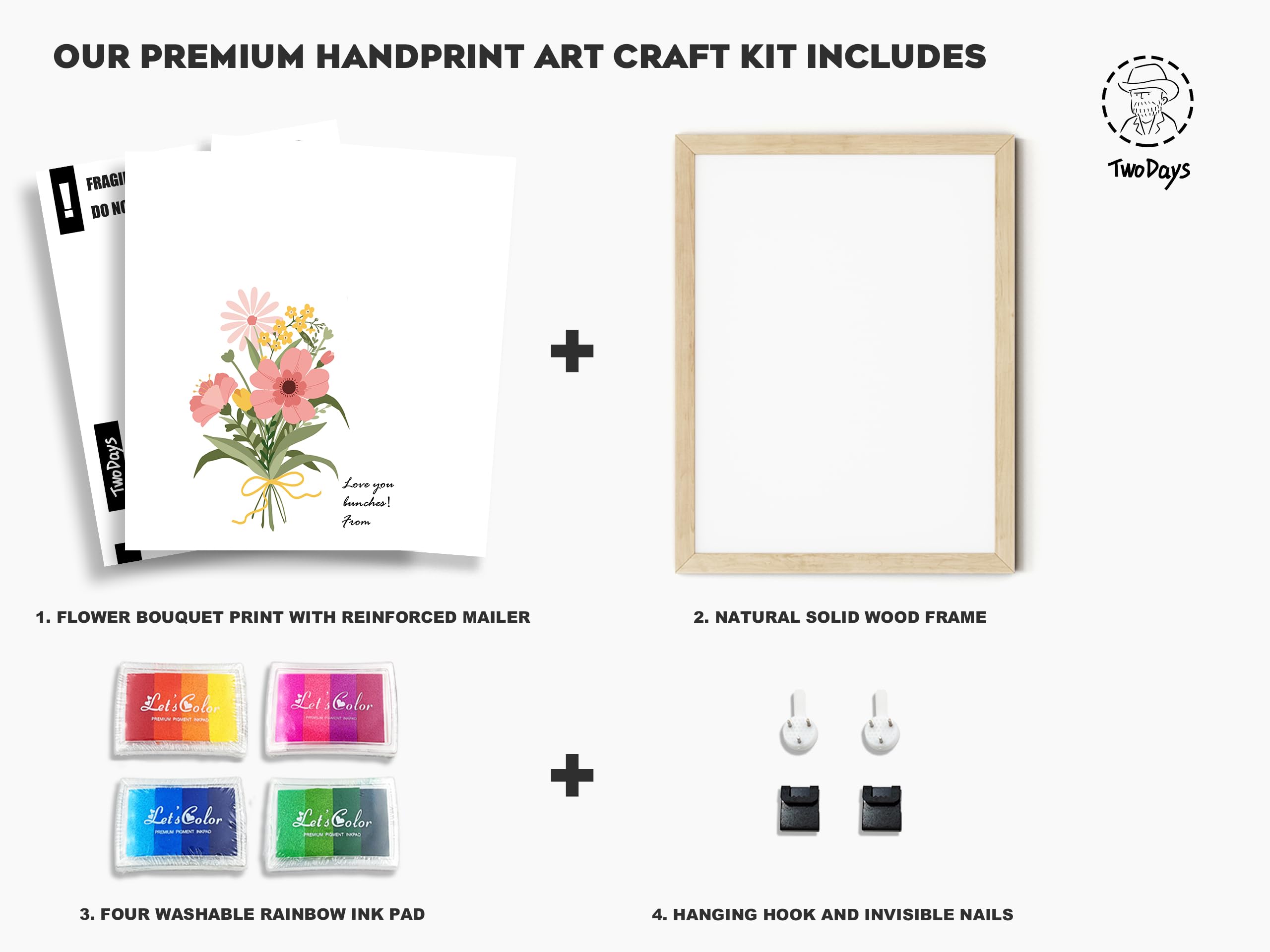 TwoDays four washable ink pad colors, bright palette for vivid handprints