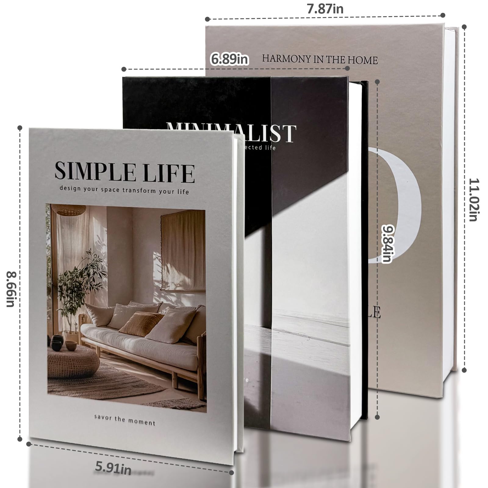 TwoDays size comparison layout displaying three graduated faux book dimensions