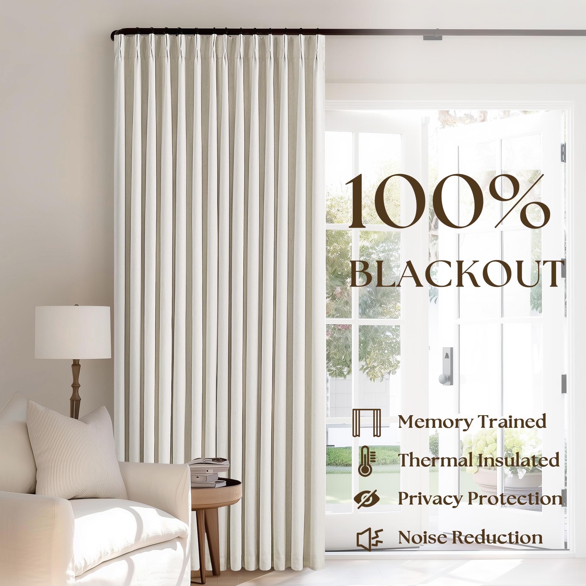 TWODRAPES visible blackout liner at hem demonstrating 100% light blocking and improved privacy