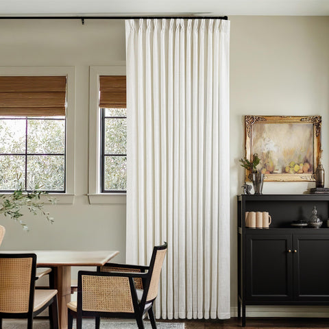 TWODRAPES front panels full view showing tailored pinch pleats and refined drape