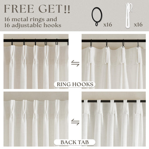 TWODRAPES included hooks and metal rings displayed for easy installation