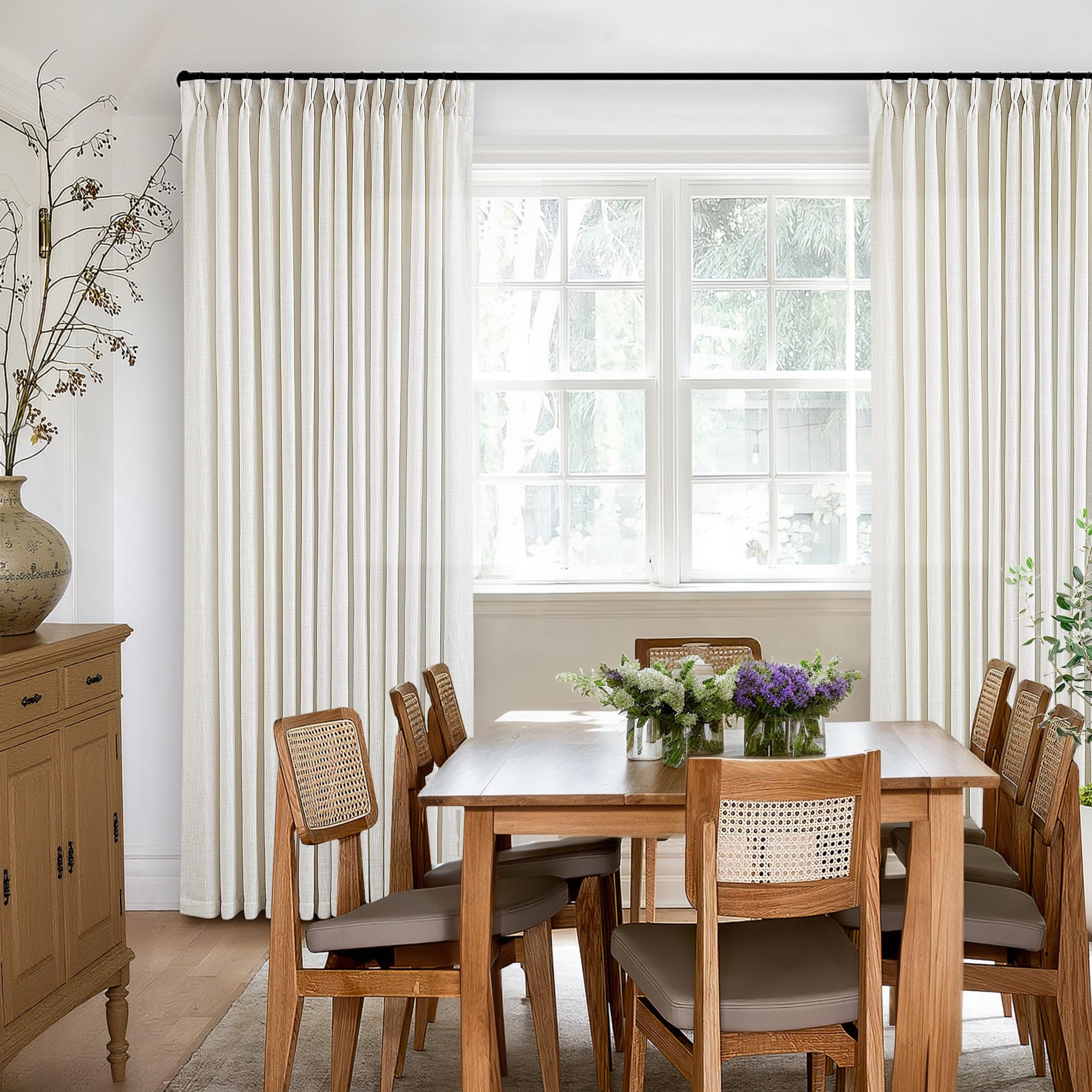 TWODRAPES length comparison beside chair showing 92-inch scale and fit