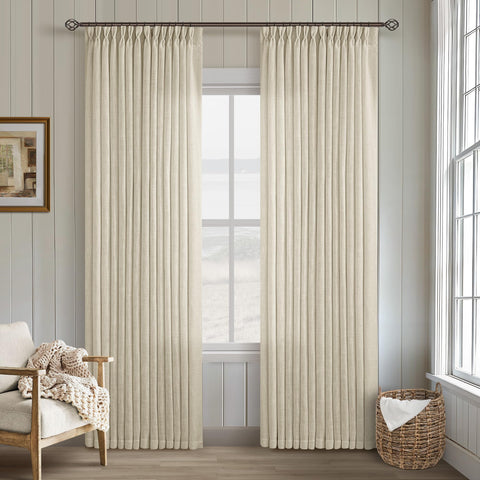 TWODRAPES fabric filtering sunlight into room, shows soft natural light diffusion and glare reduction benefit