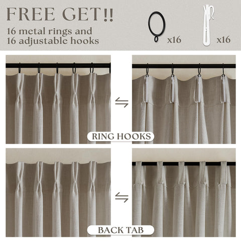 TWODRAPES metal rings and adjustable hooks included for easy immediate installation