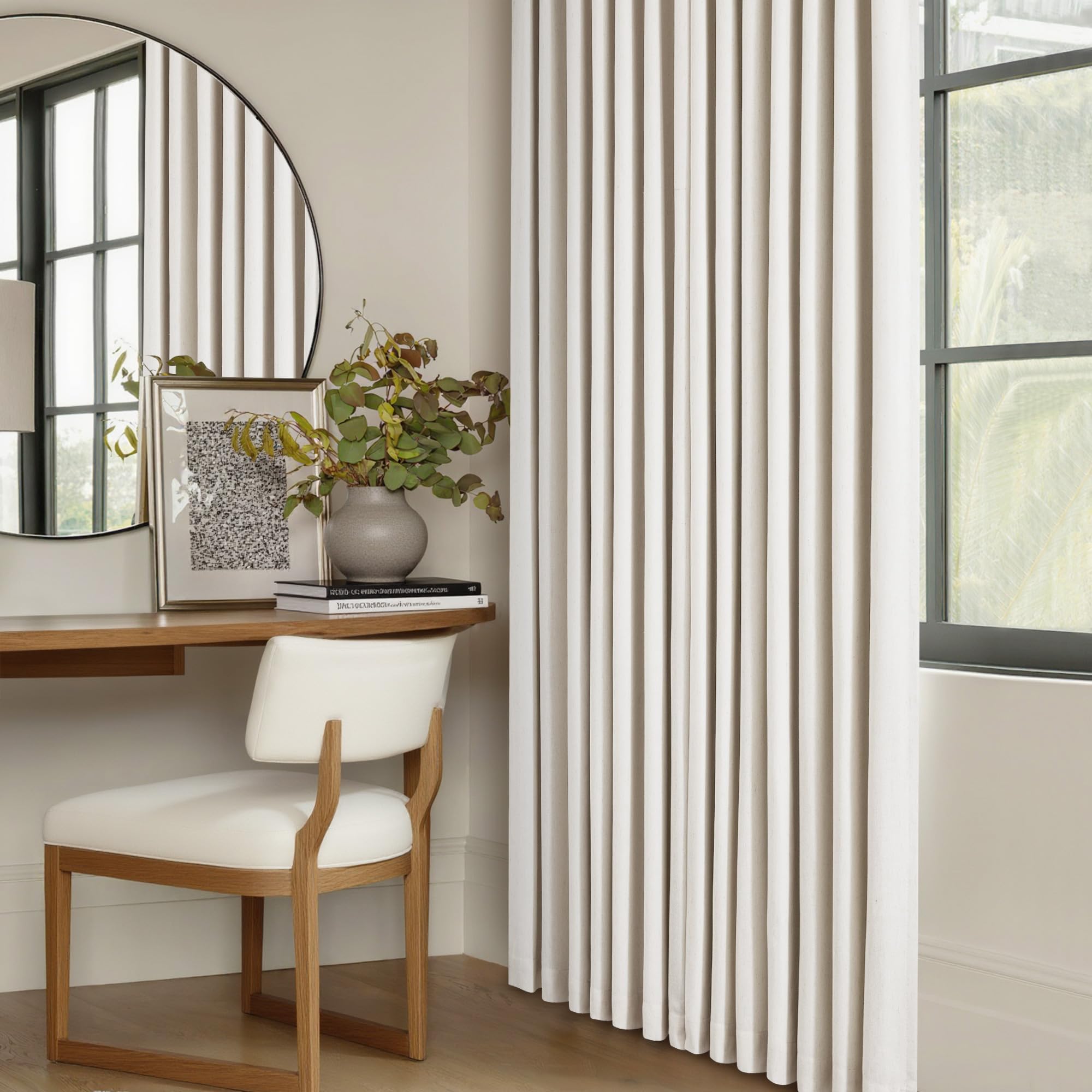 TWODRAPES fabric weave close-up showing linen-blend texture that adds visual warmth and softness
